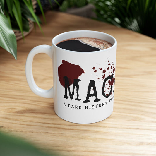 MACABRE Dark History Podcast Logo Blood Splatter Coffee Mug