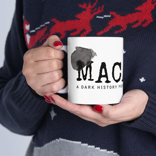MACABRE Dark History Podcast Logo White Coffee Mug