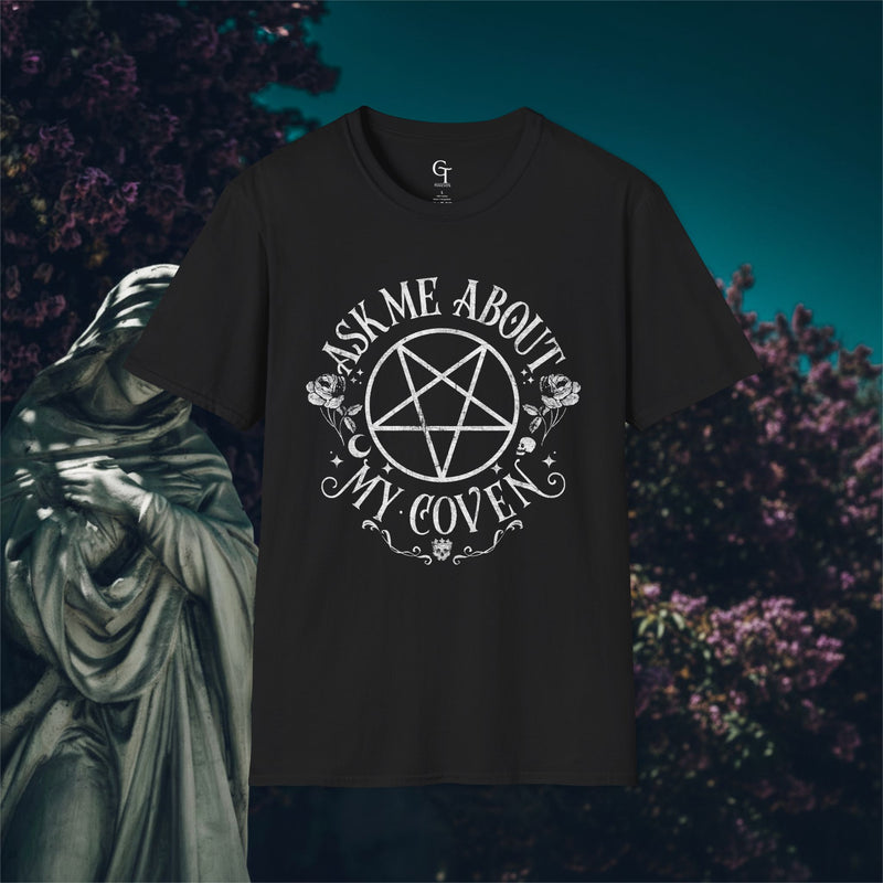 Pentagram Witch Tee: "Ask Me About My Coven" Occult Goth Shirt