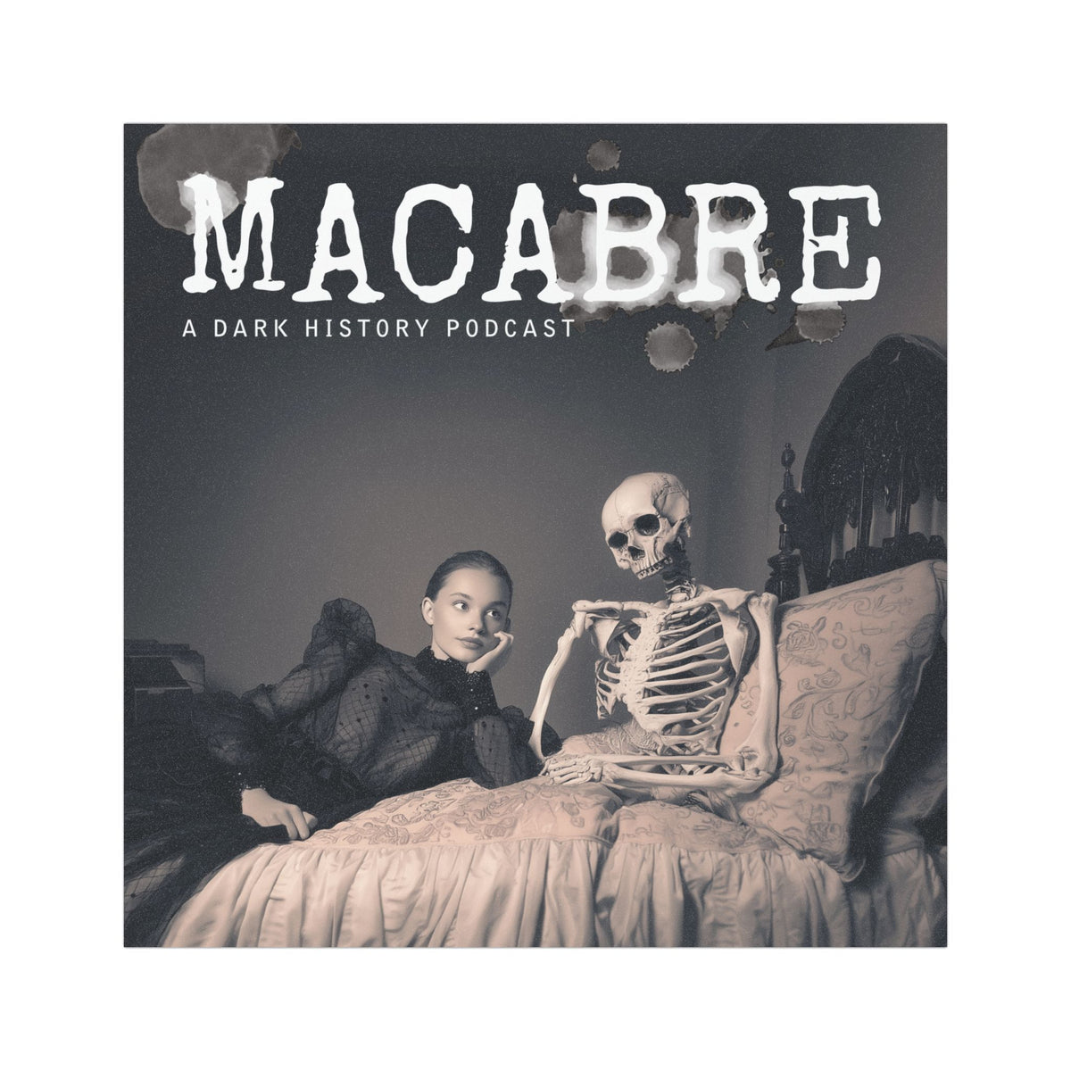 Macabre Podcast Car Square 5x5  Magnet - Dark History & Spooky Vibes