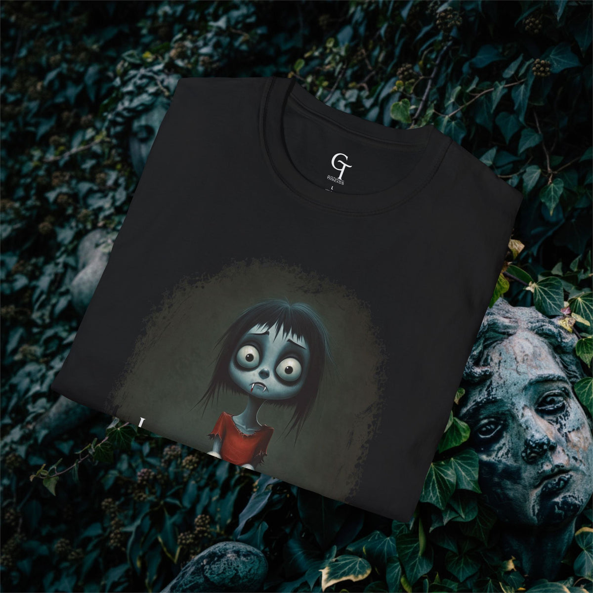 "I Bit My Lip" Tee: Cute Vampire Dark Humor Goth Graphic Shirt