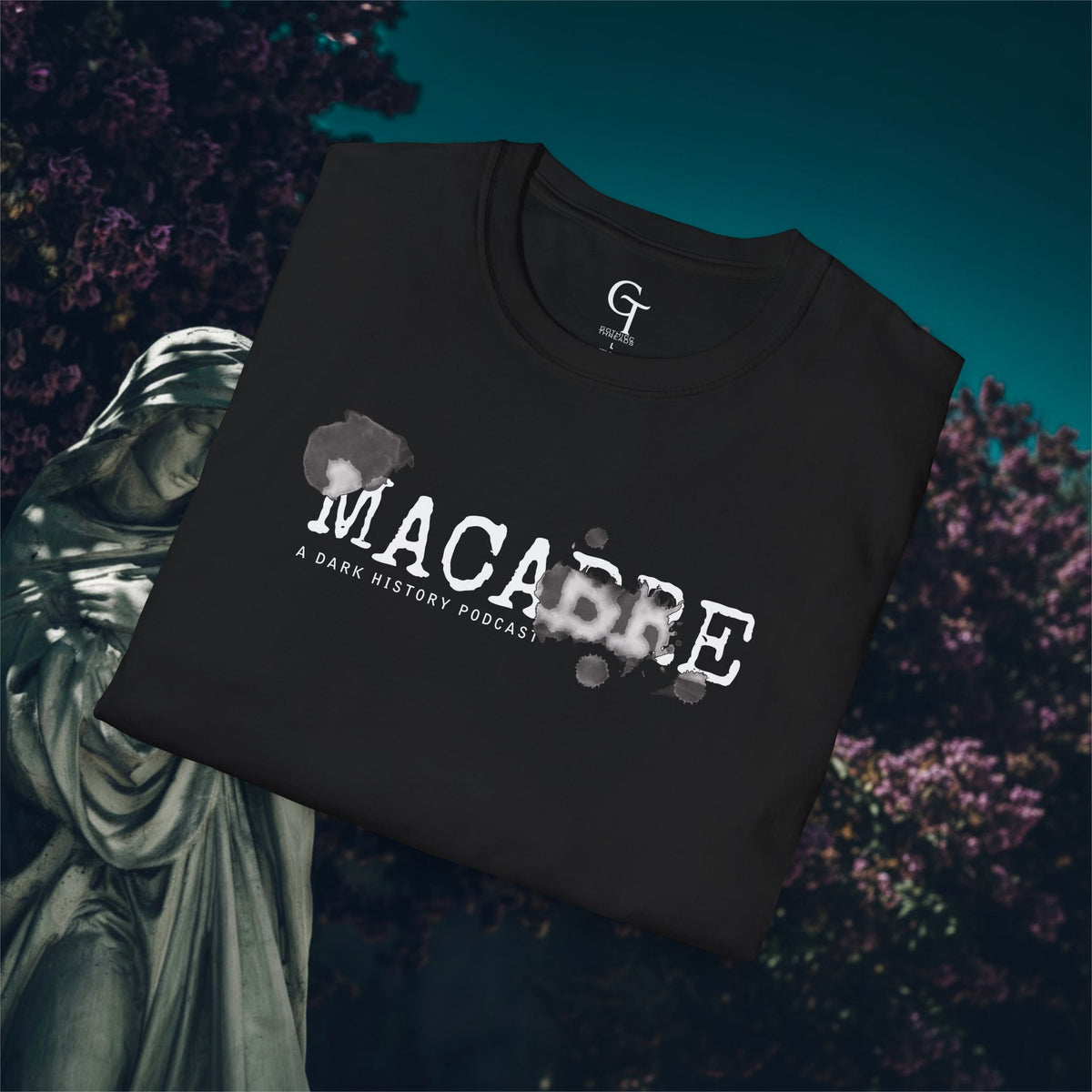 Macabre: A Dark History Podcast Tee · No Negative Energy Shirt