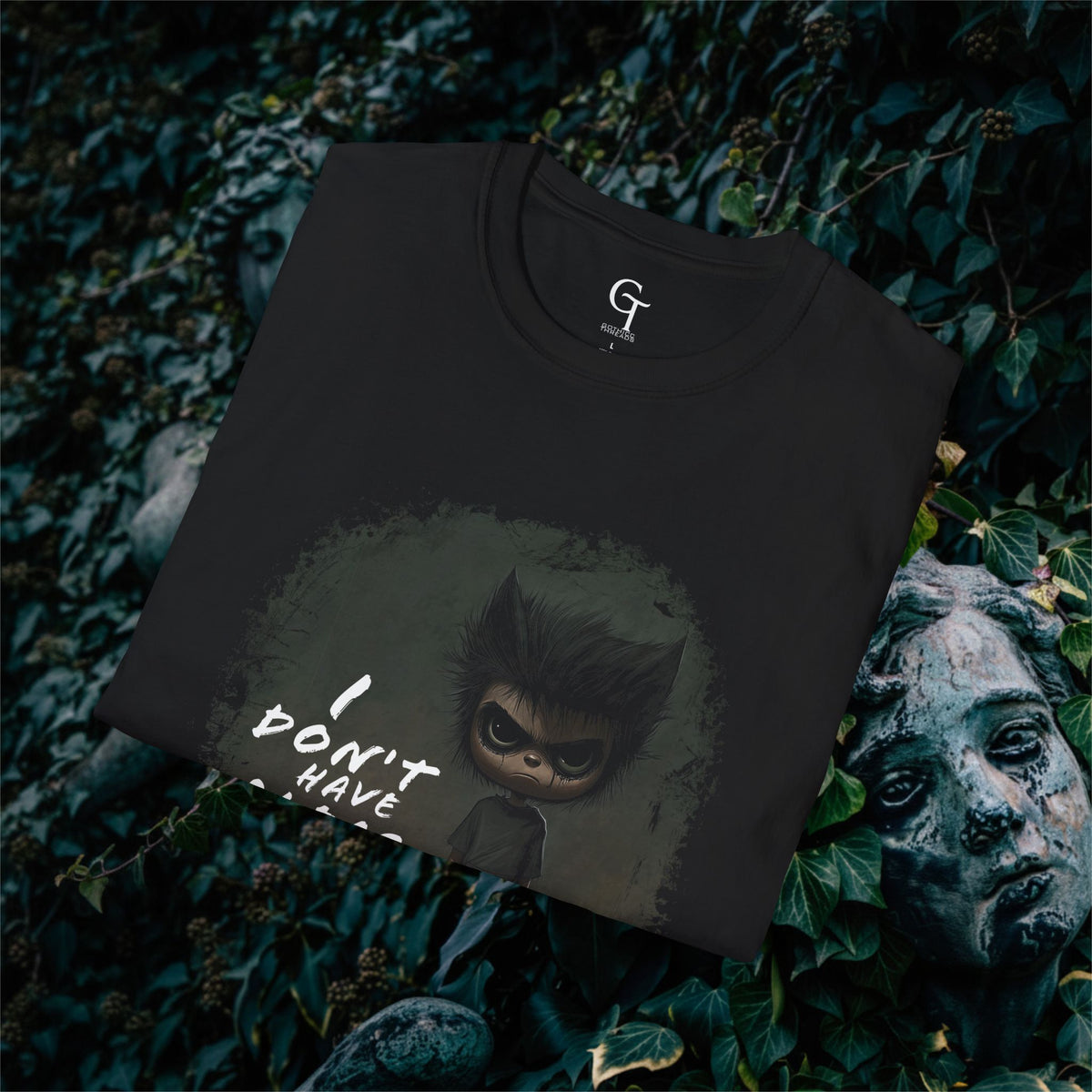 "I Don't Have Fleas" Tee: Cute Werewolf Dark Humor Goth Graphic Shirt