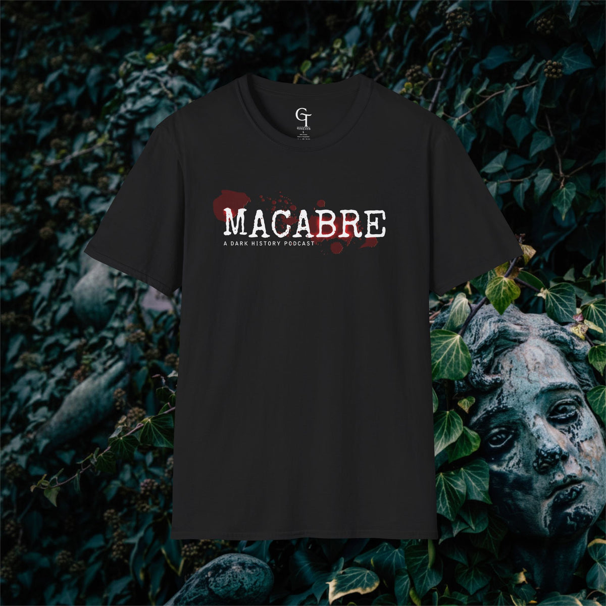 Macabre: A Dark History Podcast Tee · Blood Splatter Logo Shirt