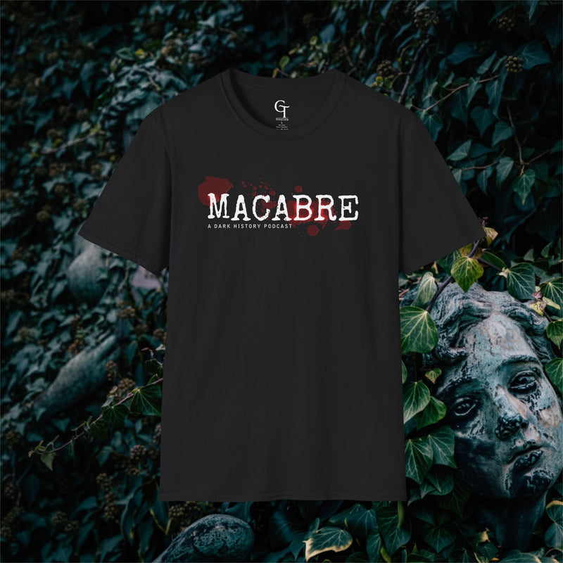 Macabre: A Dark History Podcast Tee · Blood Splatter Logo Shirt