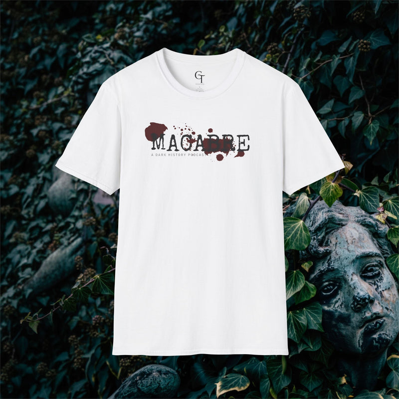 Macabre: A Dark History Podcast Tee · Blood Splatter Logo Shirt