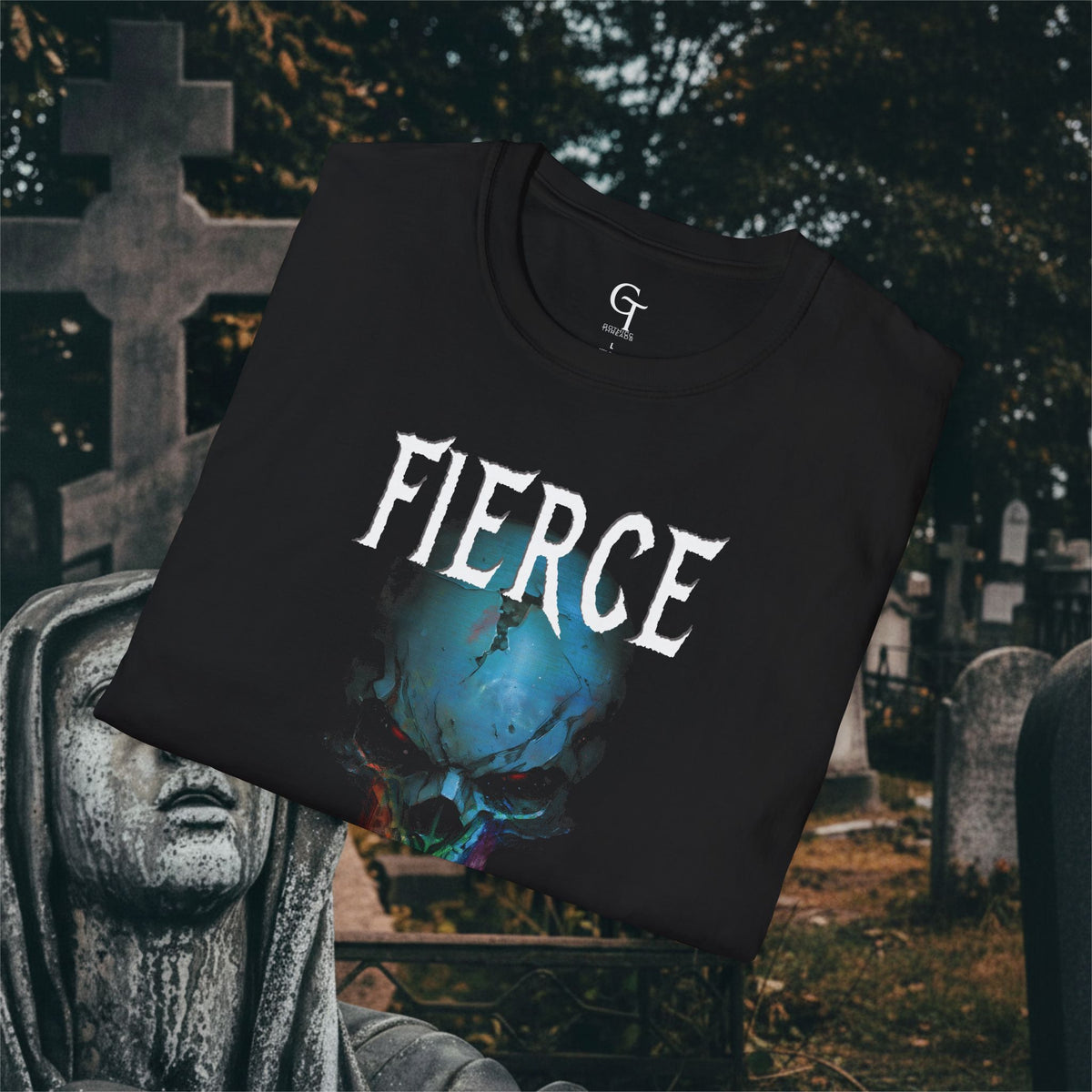Fierce Ally LGBTQ Pride Tee: Rainbow Skull Goth Graphic Shirt