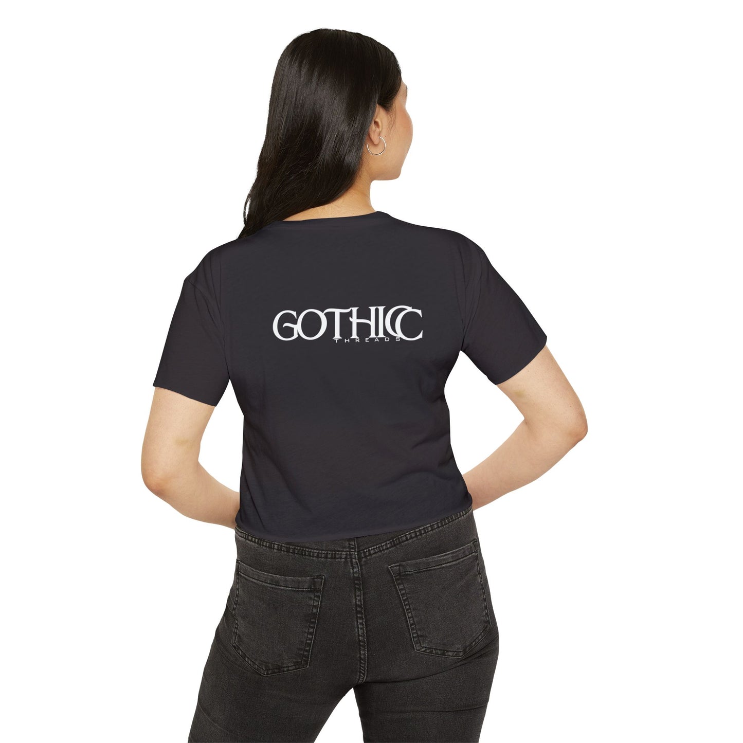 "I Bit My Lip" Emo Vampire Girl Boxy Cropped T-shirt