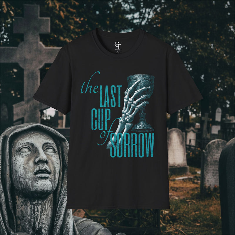 Skeleton Chalice Tee: "The Last Cup of Sorrow" Goth Graphic Shirt